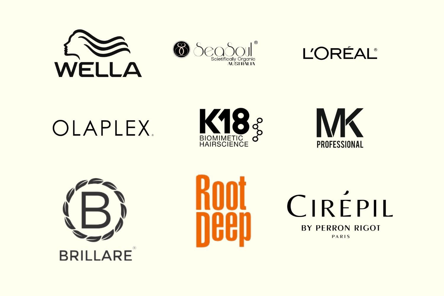 A display of premium hair and beauty products used at Fiber Luxe Salon, including top brands known for their high quality and advanced formulations. These products ensure exceptional results in hair care and beauty treatments, reinforcing Fiber Luxe Salon’s commitment to luxury and excellence.